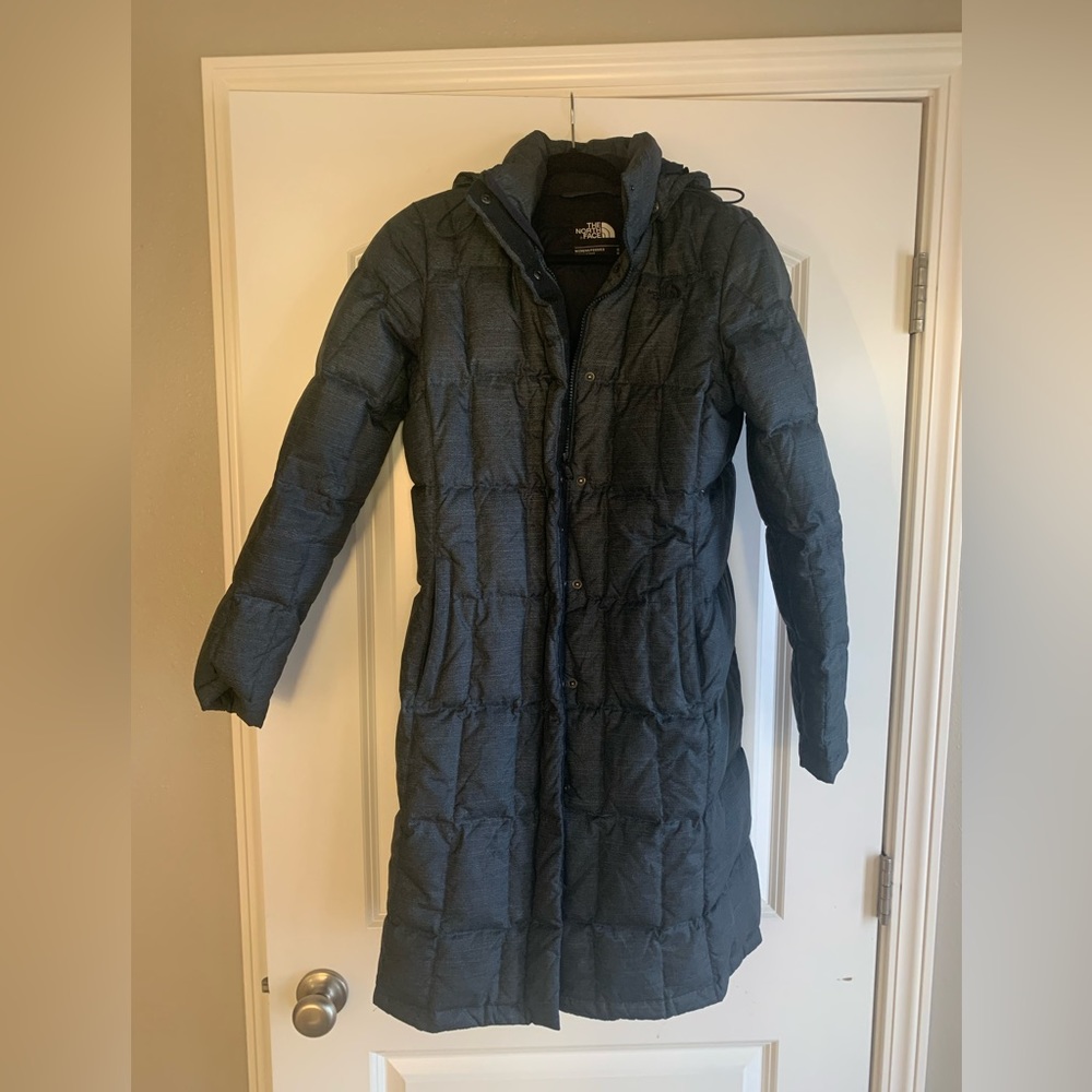 The North Face Women’s long down coat.